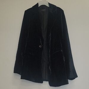 Lane Bryant Black Velvet Women's Blazer 12 Front Close